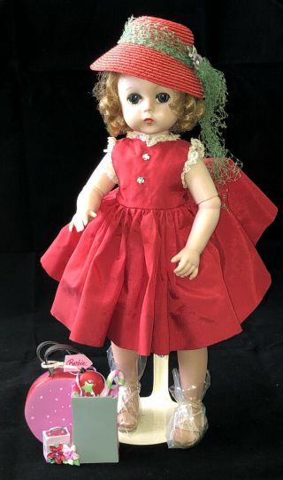 Vintage C1957 Lissy Madame Alexander 11 " Red Taffeta Dress Cute