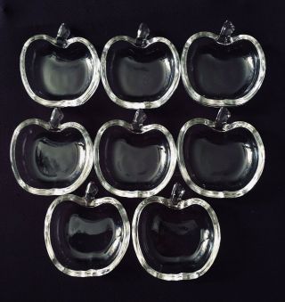 9 Vintage Hazel Atlas Orchard Clear Glass Apple - Shaped Nut Cups/ Pin Dishes