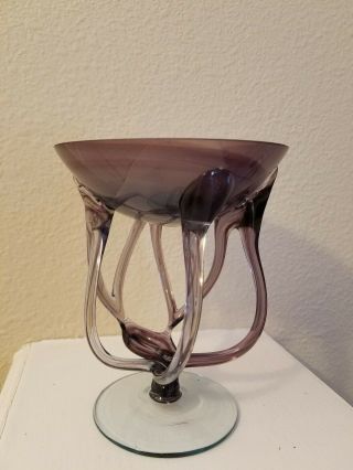 Jozefina Krosno Art Glass Vase Jellyfish Octopus Base Stem Glass