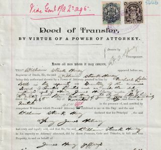 1903 Rhodesia Deed Of Transfer With Attractive Franking Of Fine Arms Revenues.