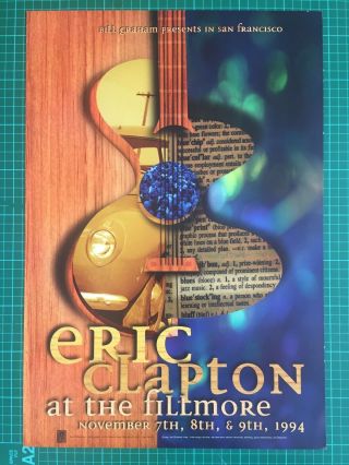 Eric Clapton Fillmore S.  F November 1994 Rare Concert Poster