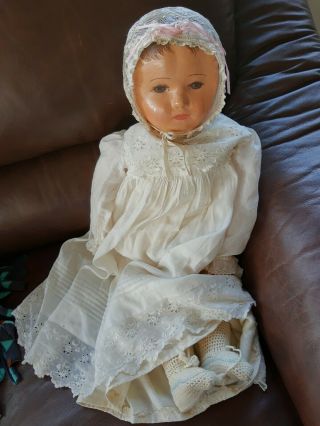 Life size,  treated cloth Martha CHASE labeled hospital baby doll 28 