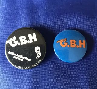 G.  B.  H Bundle Of 2 Vintage Pin Badges - 2 Designs - Punk - Early 80 