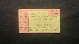 Judas Priest Concert Ticket Stub 6/13/1981 Dallas,  Tx