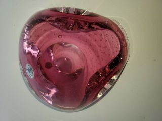 Murano Italy Glass Ash Tray Pink Rose Bubble Glass Cigarettes Smoking Bowl 3