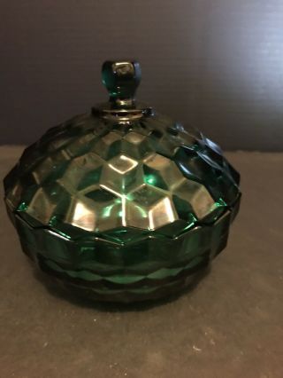 Emerald Green Cubist Covered Candy Dish