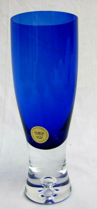 Block Stockholm Cobalt Blue Crystal Water Goblet Pilsner Glasses 7 5/8 "