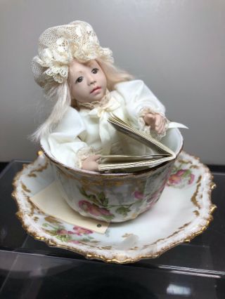 5.  5” Artist Ooak Porcelain Doll By Monika Mechling Adorable Tea Cup Kate 2/50 Sa