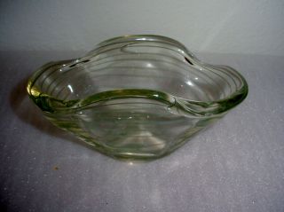 Vintage Art Glass Murano Green Swirl Bowl