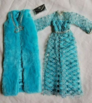 Francie Twilight Twinkle 3459 Outfit Blue Gown,  Coat Cape,  Bag