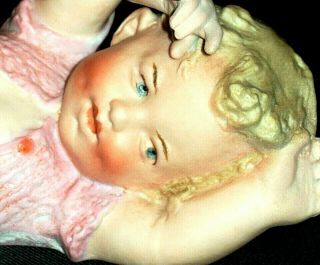 Antique German Victorian Heubach Piano Baby Girl Doll Rare Model Bisque Figurine