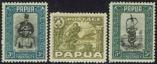 Papua 1932 Pictorial 3d 4d And 5d Mnh
