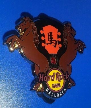Hrc Hard Rock Cafe Mallorca Double Horse Gem Stone Guitar Neck Pin /le Very Rare