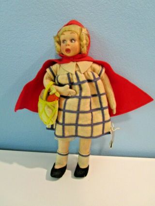 Vintage Lenci Doll With Tags Side Glance Little Red Ridding Hood Miniature