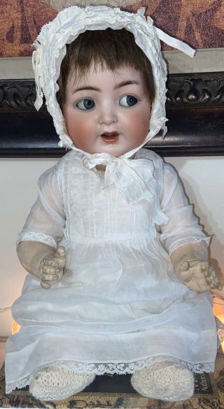 Antique 18 " German K R Simon & Halbig 126 Flirty Eye Bisque Head Compo Doll