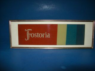 Unique Large Vintage Paper Fostoria Advertisement Sign In Frame