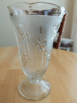 Vintage Jeannette Depression Glass Iris & Herringbone Pattern Vase,  9 - Inches