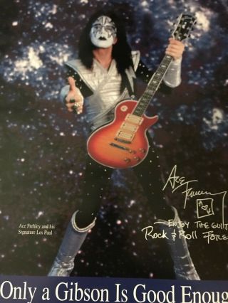 Ace Frehley - Gibson Guitar Promo 2 - Sided Poster - Kiss Les Paul (3)