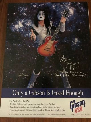 Ace Frehley - Gibson Guitar Promo 2 - Sided Poster - Kiss Les Paul (3) 2