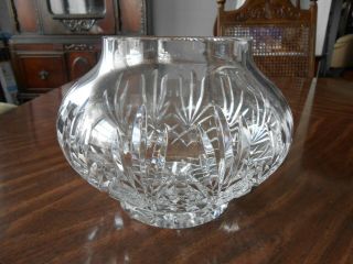Large Lead Crystal Fish Bowl Vase 6.  5 " X 26 " Round,  Heavy Brilliant Stunning
