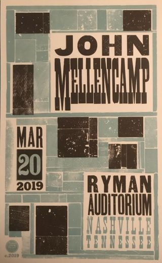 John Mellencamp - Hatch Show Print - Ryman Auditorium
