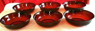 Vintage 6 France Ruby Red Glass Cereal / Soup Bowl 5 - 3/4 " By 2 1/4 "