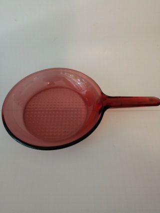 Vtg Corning Cranberry Visions Cookware Glass 10 Inch Frying Pan/skillet