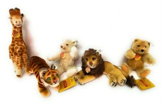Steiff Golden Age Of The Circus Train Animals - Lion/tiger/giraffe/2 Bears
