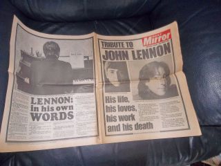 The Beatles Official 1980 Daily Mirror Newspaper Tribute John Lennon