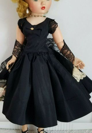 Vintage 1950s Black Dress (tag),  Stole,  Pink Slip Madame Alexander Cissy Doll