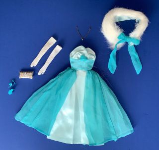 1966 Barbie Debutante Ball Fashion Dress Stole Necklace In
