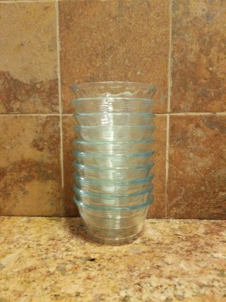 Set Of 10 Pyrex Glass Custard Cup Bowl Ramekin 463 Scalloped Edge 6 Oz.  Vintage