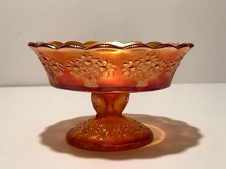 Vintage Fenton Carnival Glass Orange Tree Pattern Marigold Compote Candy Dish