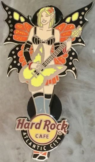 Hard Rock Cafe Atlantic City 2012 Sexy Butterfly Fairy Girl Playing Guitar Pin