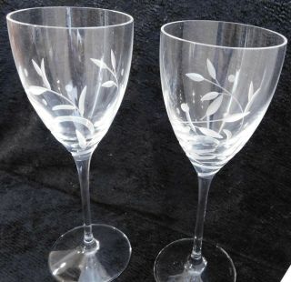 2 Lenox Opal Innocence Full Lead Crystal Wine Glasses 8 3/4 " Glass Stemware