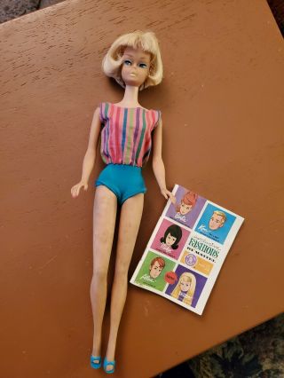 Vintage Barbie Bendable Leg American Girl Blonde Hair Doll 1958