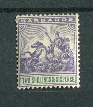 Barbados Qv 1892 - 1903 2s6d Violet & Green Sg115 Mh