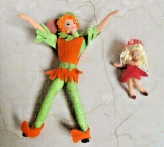 Rare Vintage Baps Von Arps Peter Pan & Tinkerbelle Doll Felt Wire Germany