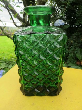 Vintage Emerald Green Glass Genie Bottle Italian Decanter