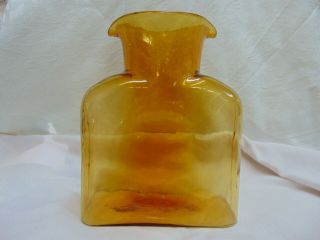 Vintage Blenko Honey Amber Art Glass Double Spouted Water Bottle/carafe