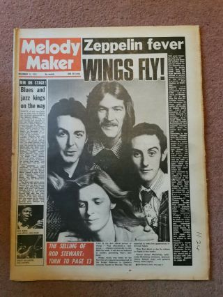 Melody Maker Newspaper November 13th 1971 Wings Fly Zeppelin Fever Cover