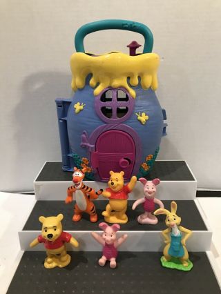 Vintage Winnie The Pooh Honey Pot House Play Set W/ Figures