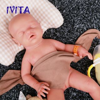 Ivita 18  Silicone Reborn Doll Sleep Newborn Baby Girl Can Take Pacifier Gift