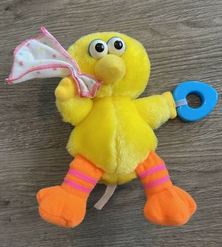Vintage Baby Chiming Big Bird Plush Teether/rattle Doll Playskool Sesame Street