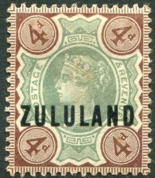 Zululand - 1888 - 93 4d Green & Deep Brown Sg 6 Toned Gum Average Mounted