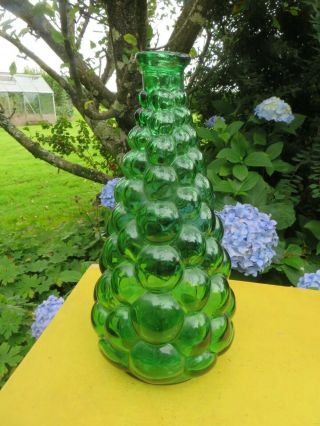 Vintage Emerald Green Glass Genie Bottle Italian Bubble Decanter