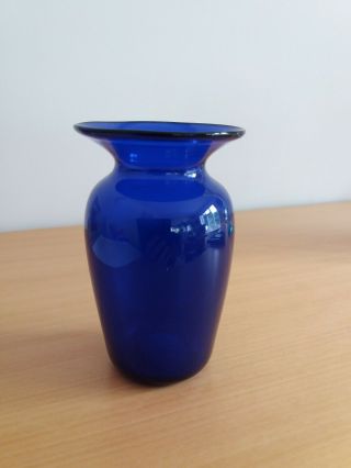 Vintage Antique Bristol Blue Blown Art Glass Posy Vase Signed Sharp Pontil