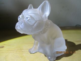 Czech Frosted Glass French Bulldog Dog Figurine Diamante Eyes