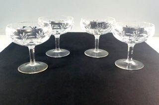 Vintage German Cut Crystal Nachtmann Champagne Sherbet Glasses Set Of 4