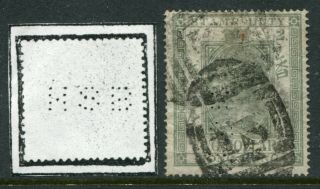 1882/84 China Hong Kong Gb Qv $2 Stamp Duty Stamp With Hsb Perfins S1 Pmk